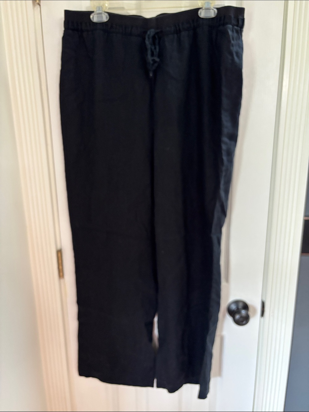 Wide Leg Black Drawstring Women’s Linen Pants